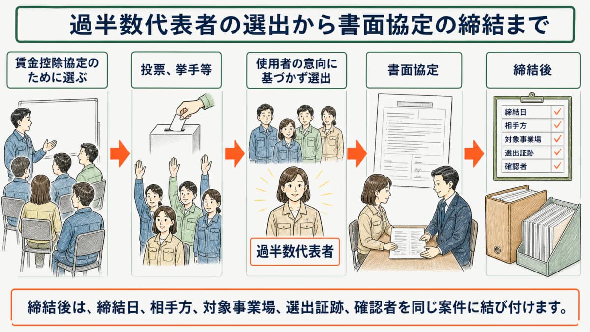 過半数代表者の選出から書面協定の締結まで