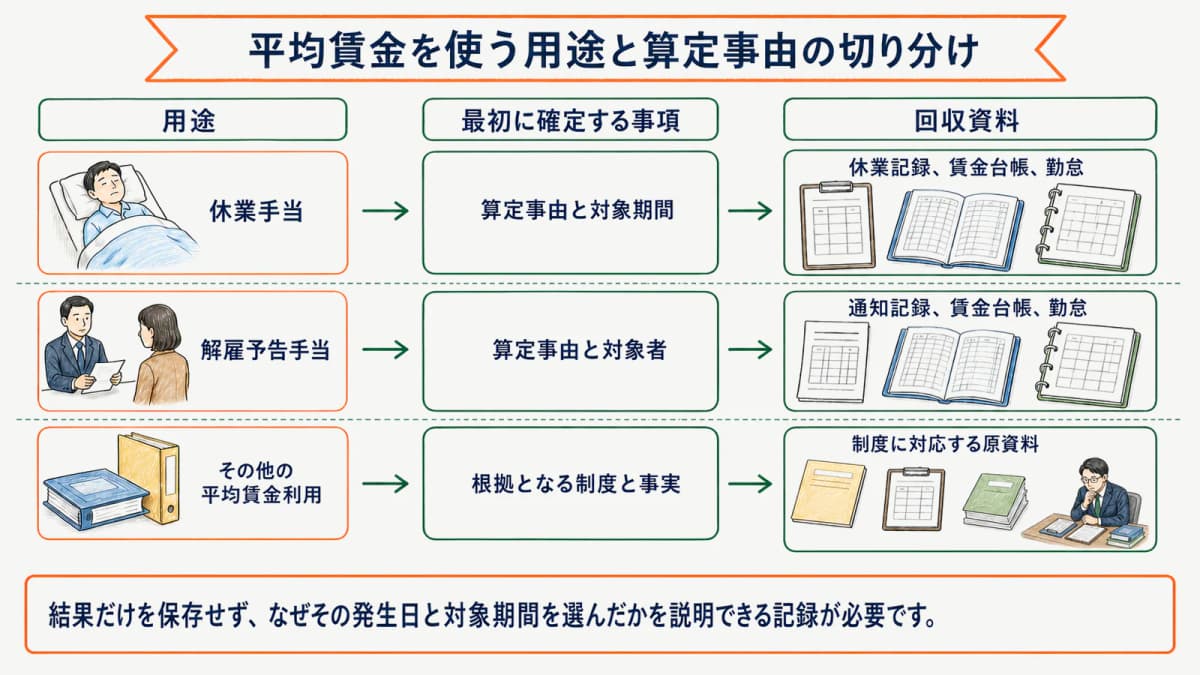 平均賃金を使う用途と算定事由の切り分け