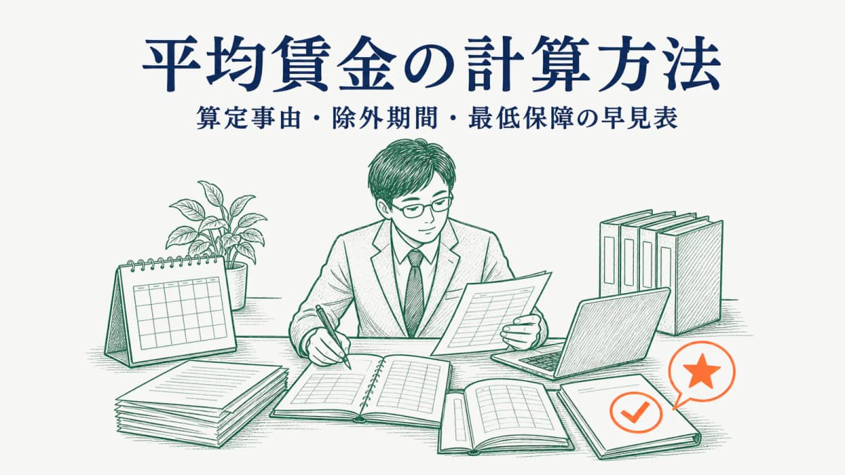 平均賃金の計算方法|算定事由・除外期間・最低保障の早見表