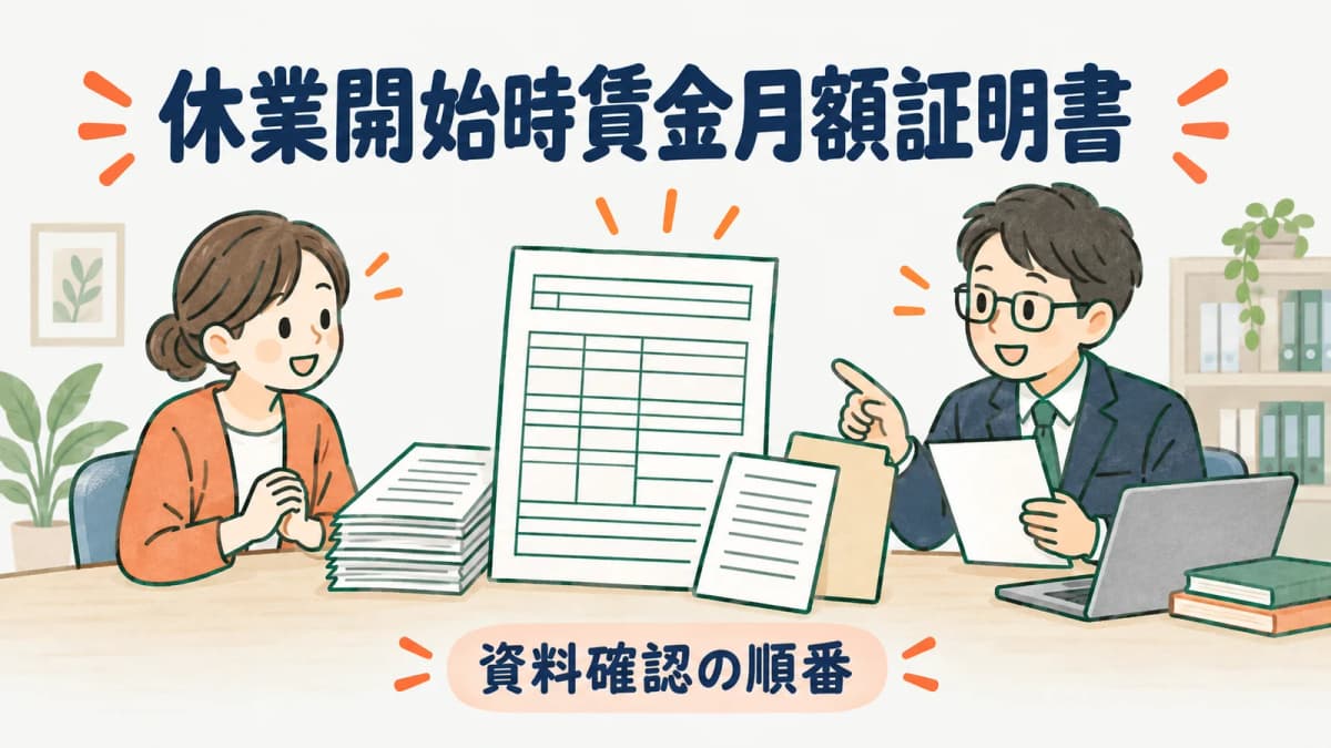 休業開始時賃金月額証明書の記入例|育児・介護休業給付で確認する資料