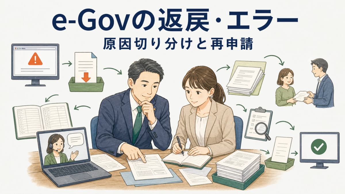 e-Govの返戻・エラー原因と再申請|社労士向け切り分けフロー