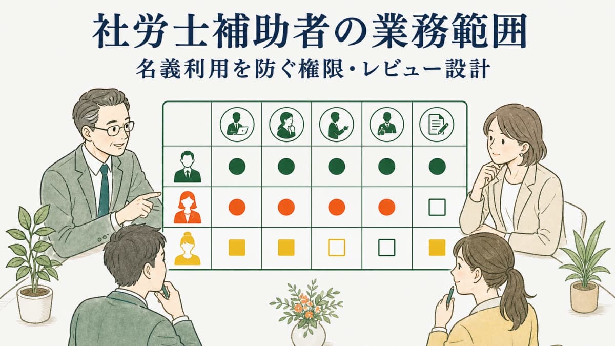 社労士補助者の業務範囲|名義利用を防ぐ権限・レビュー設計