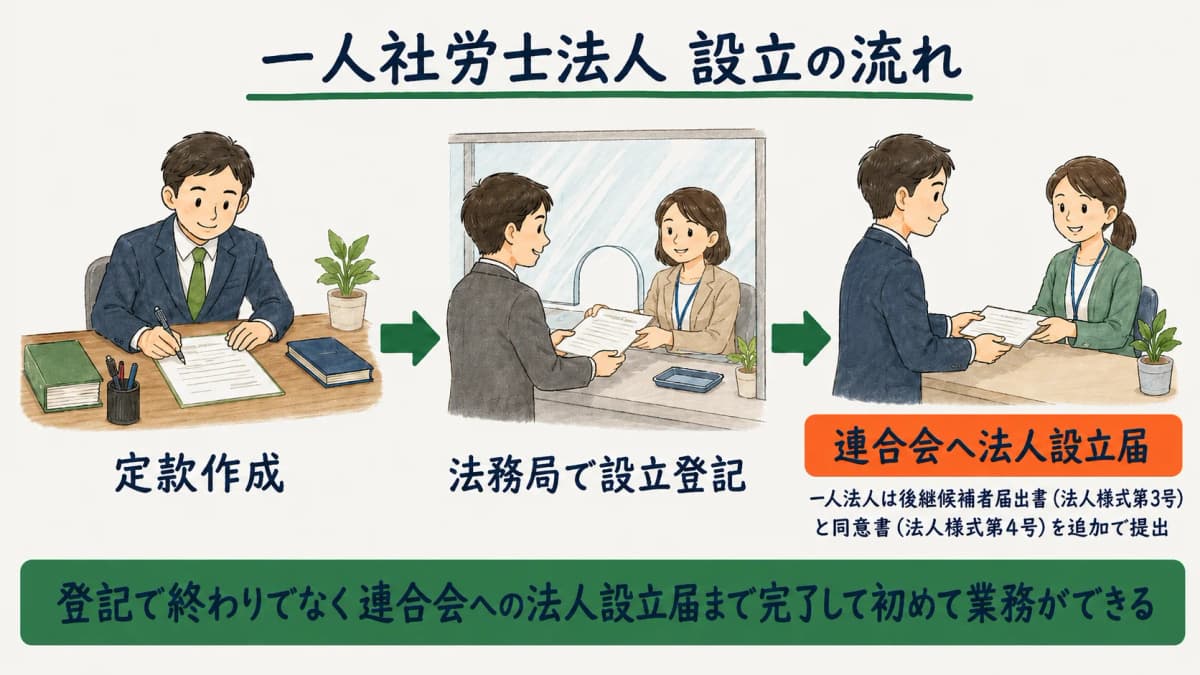 一人法人設立の手続きフロー