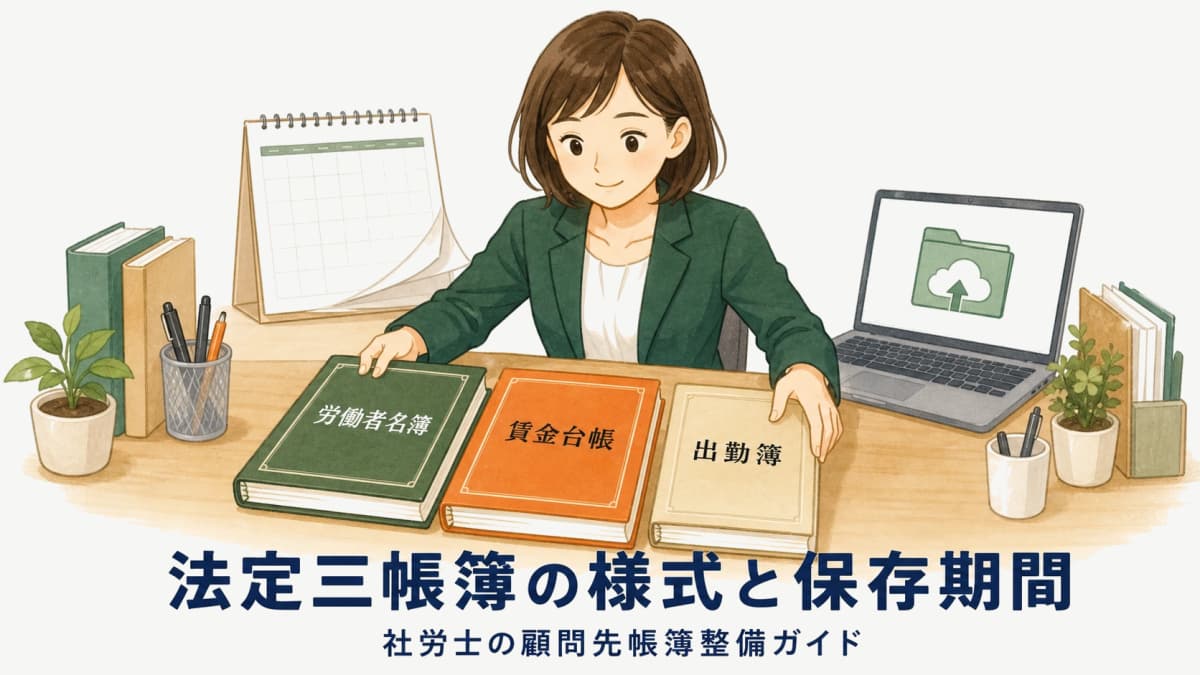 法定三帳簿の様式・保存期間・電子保存要件|社労士の顧問先帳簿整備ガイド【2026年版】