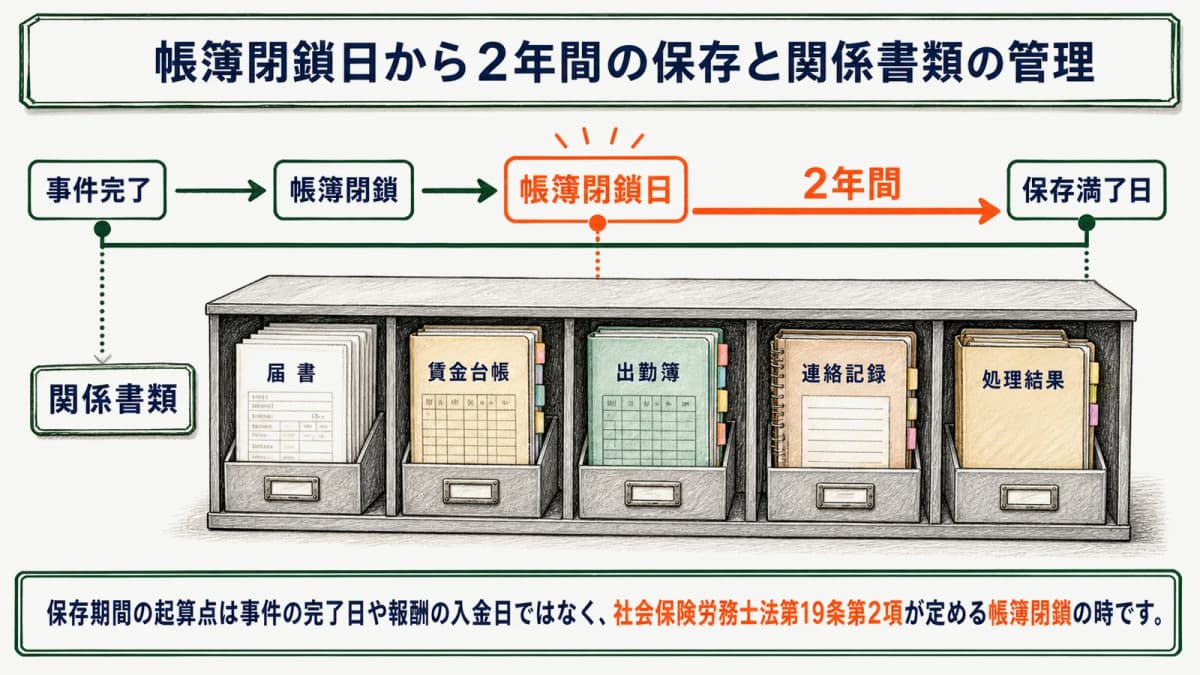 帳簿閉鎖日から2年間の保存と関係書類の管理