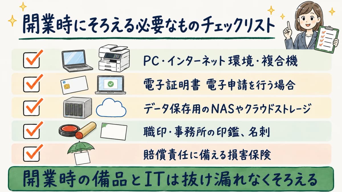 開業時にそろえる必要なものチェックリスト