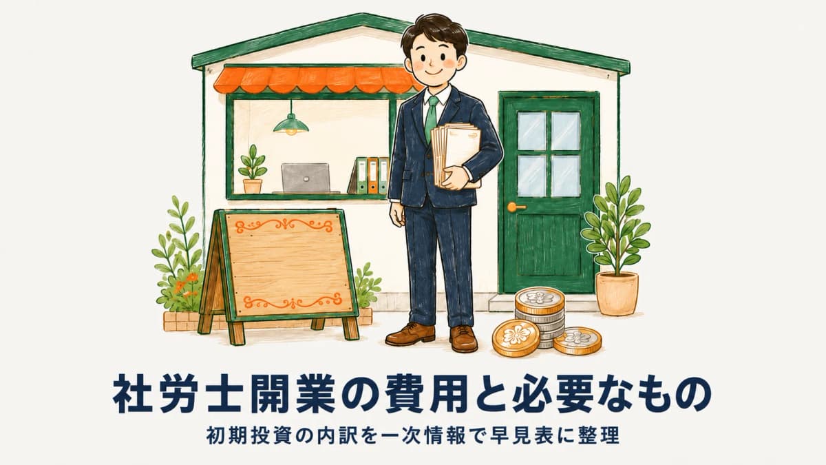 社労士開業の費用はいくら?初期投資の内訳と必要なもの一覧【2026年版】