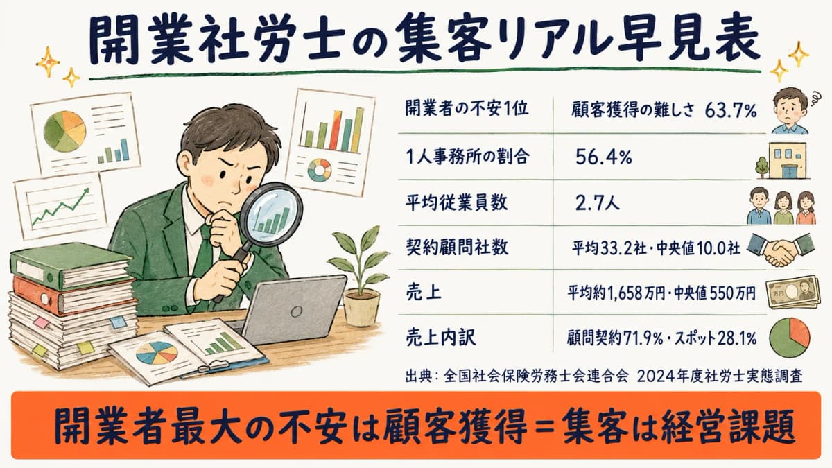 開業社労士の集客リアル早見表