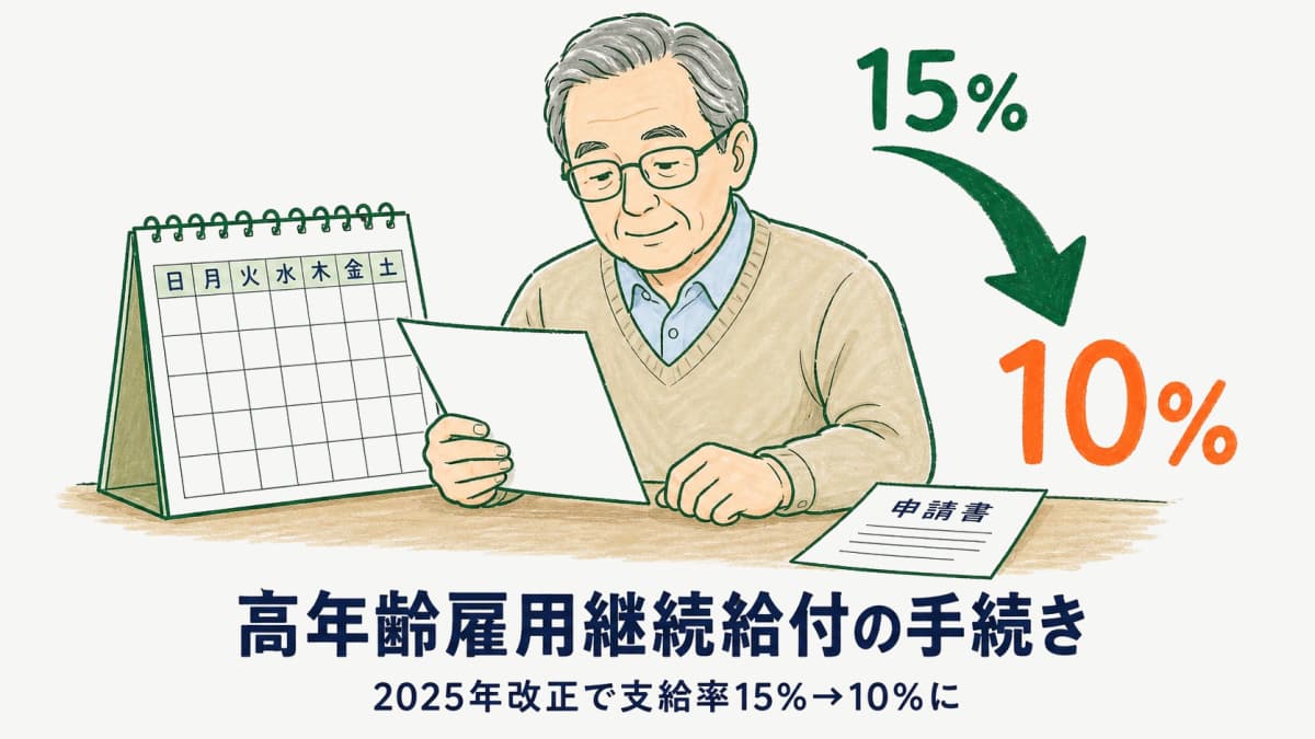 高年齢雇用継続給付の手続き|2025年改正で支給率15%→10%に|社労士の実務ガイド