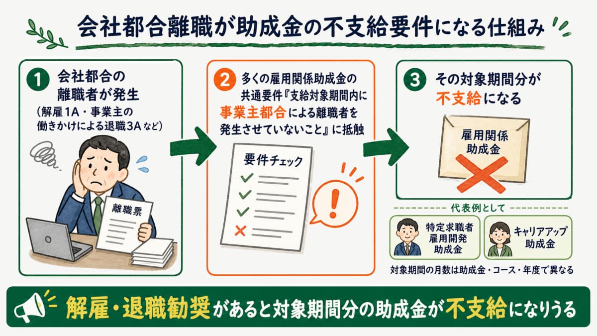 会社都合離職が雇用関係助成金の不支給要件になる仕組み