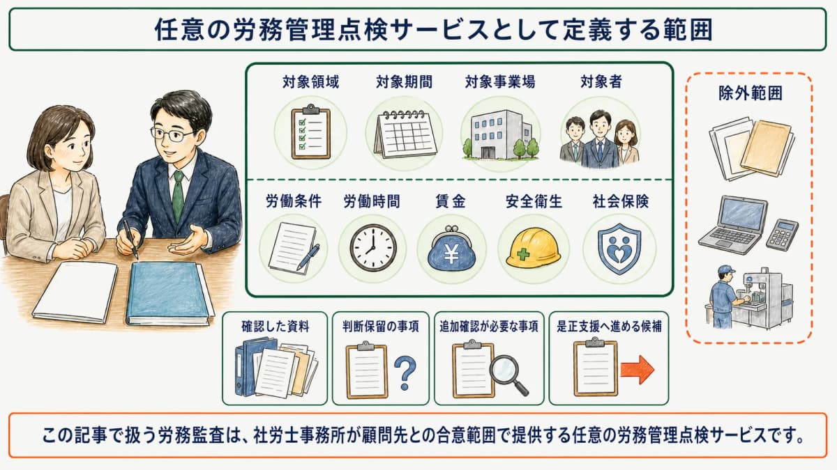 任意の労務管理点検サービスとして定義する範囲