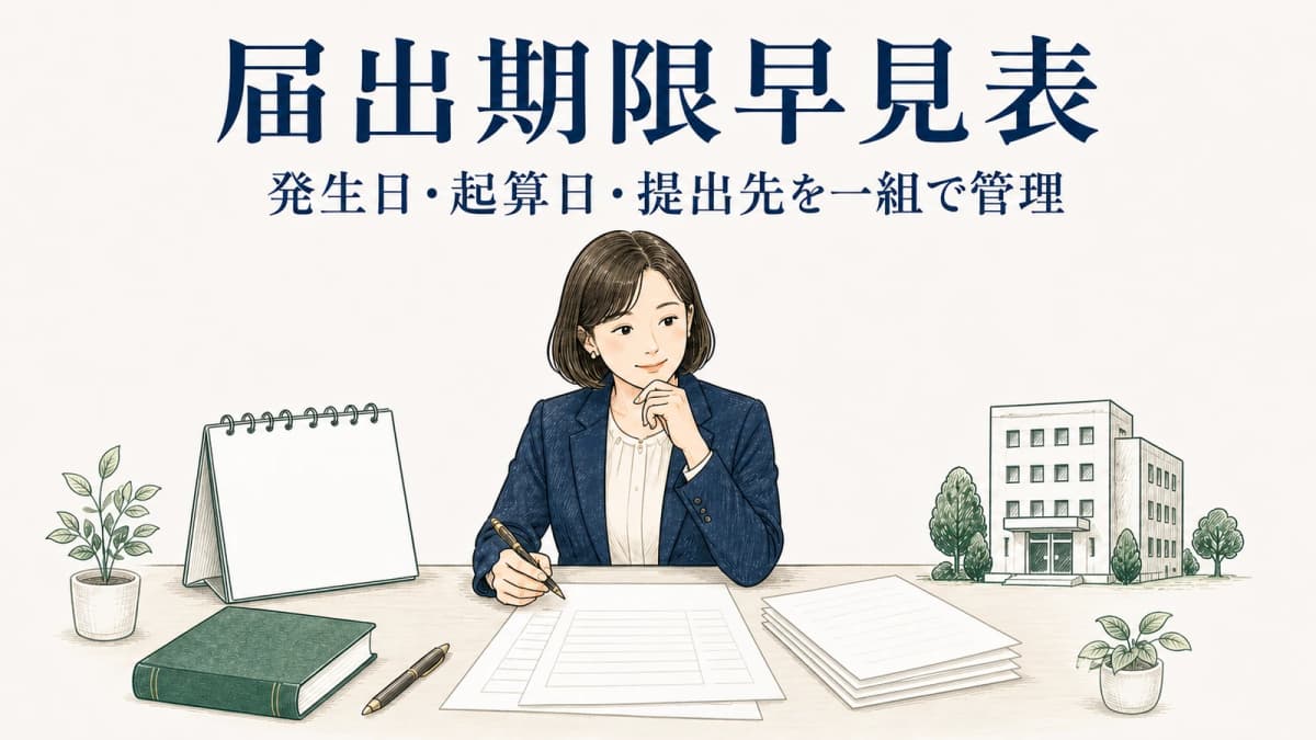 社会保険・労働保険の届出期限早見表|起算日・提出先を社労士向けに整理
