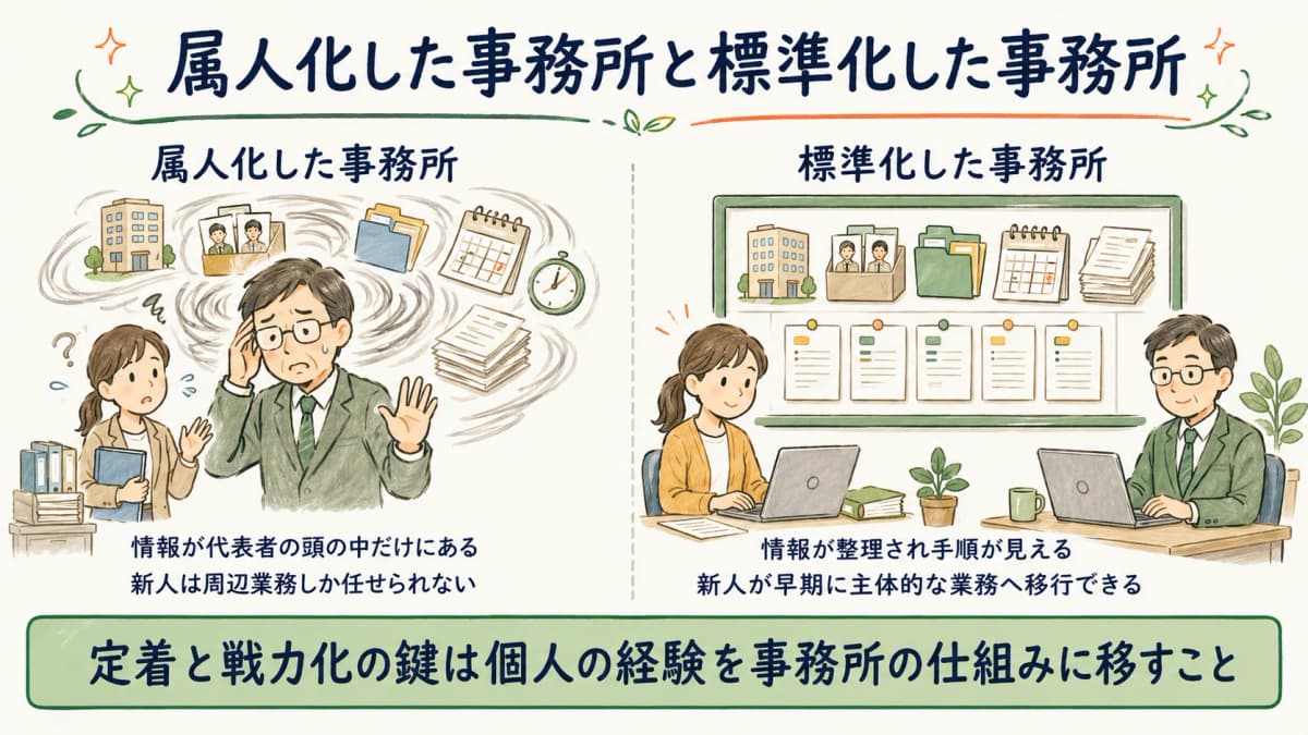 属人化した事務所と標準化した事務所の比較