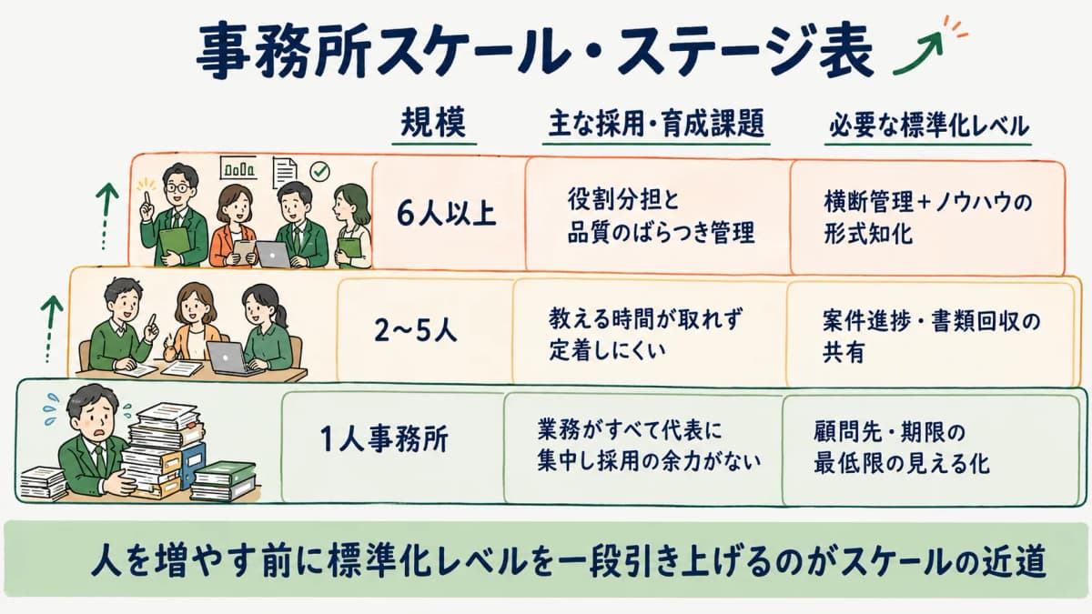 事務所スケール・ステージ表