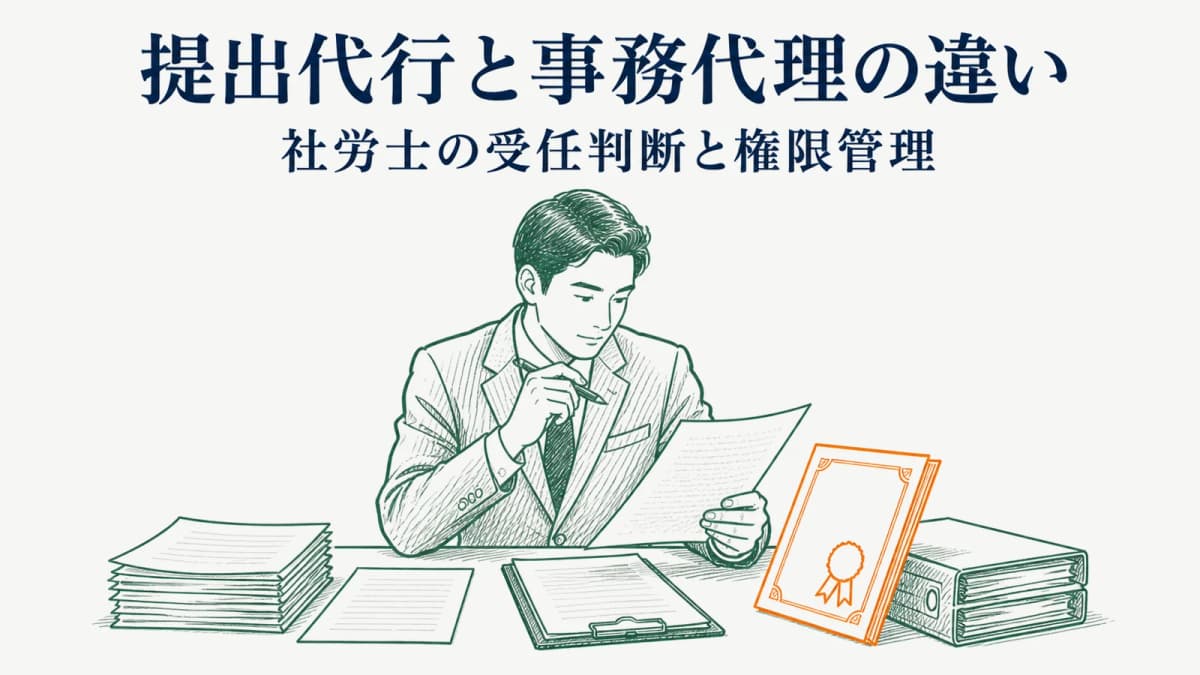 提出代行と事務代理の違い|社労士の受任判断と権限管理