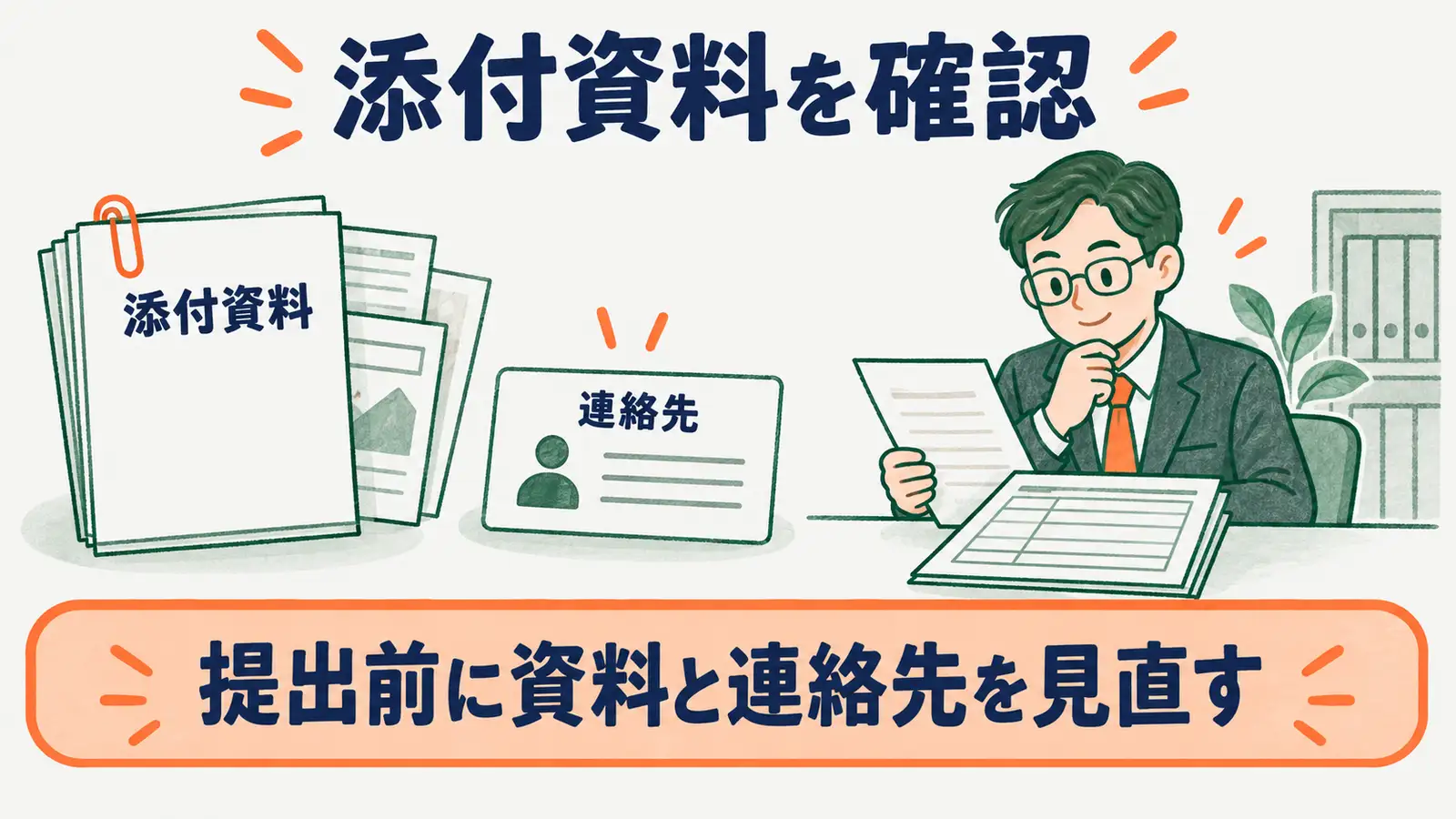 適用事業所全喪届の添付資料と連絡先を提出前に確認する図